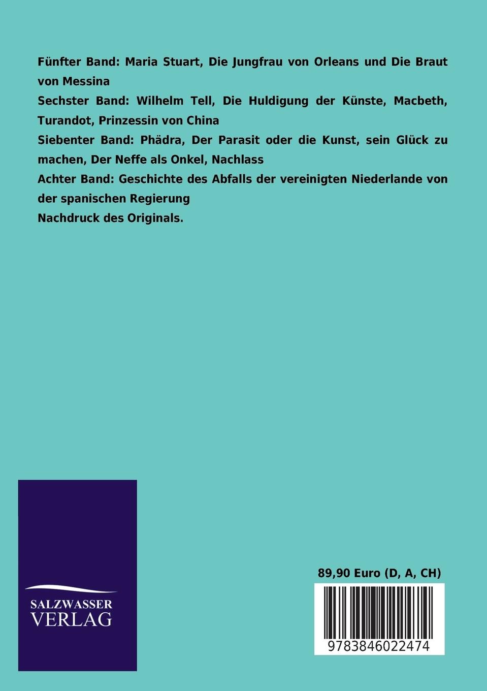 Rückseitencover Schillers sämtliche Werke