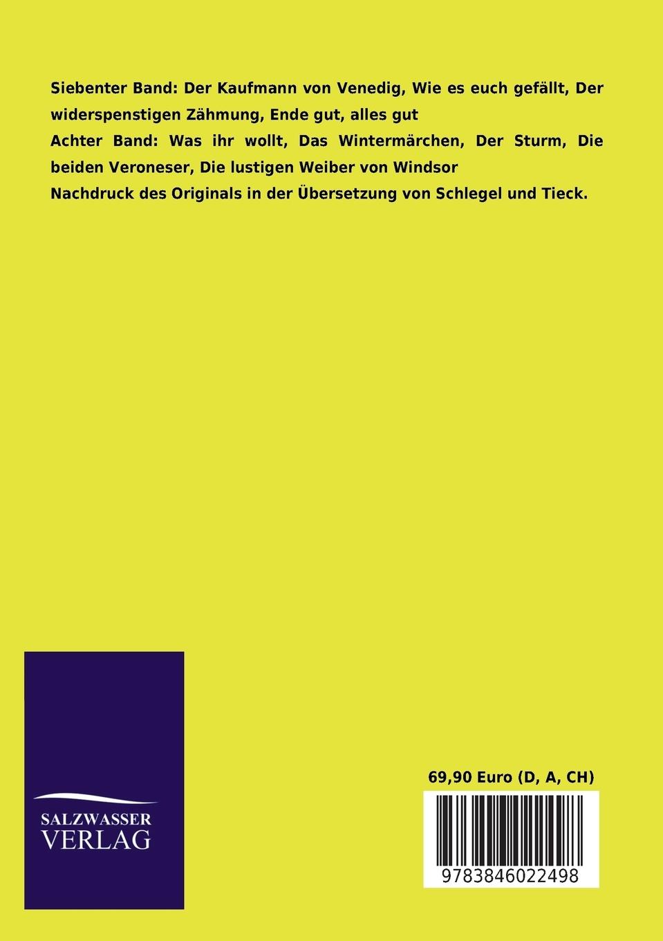 Rückseitencover Shakespeares dramatische Werke