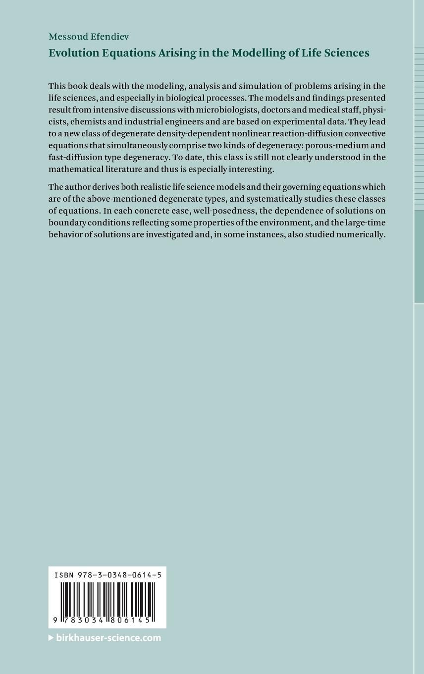 Rückseitencover Evolution Equations Arising in the Modelling of Life Sciences