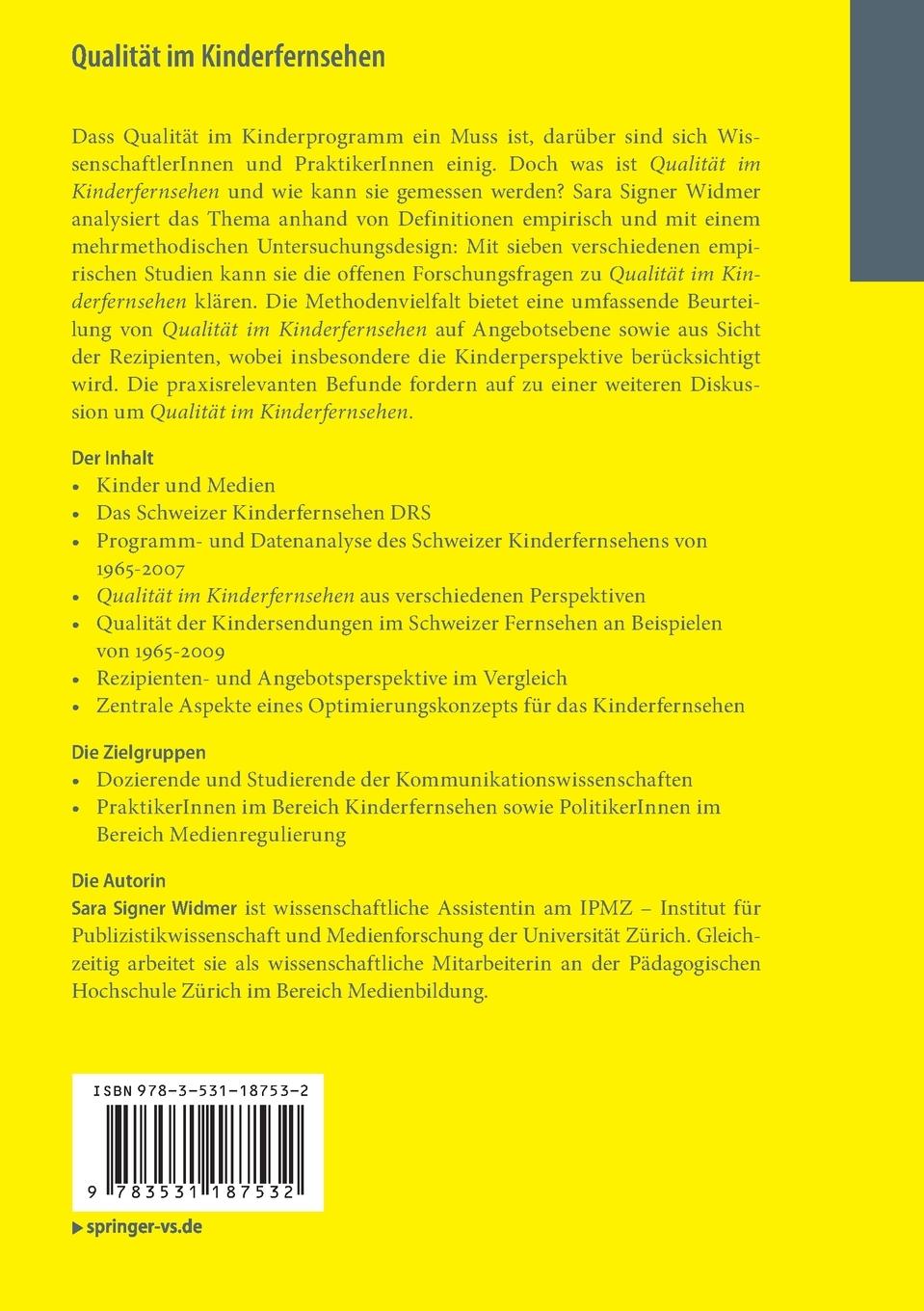 Rückseitencover Qualität im Kinderfernsehen