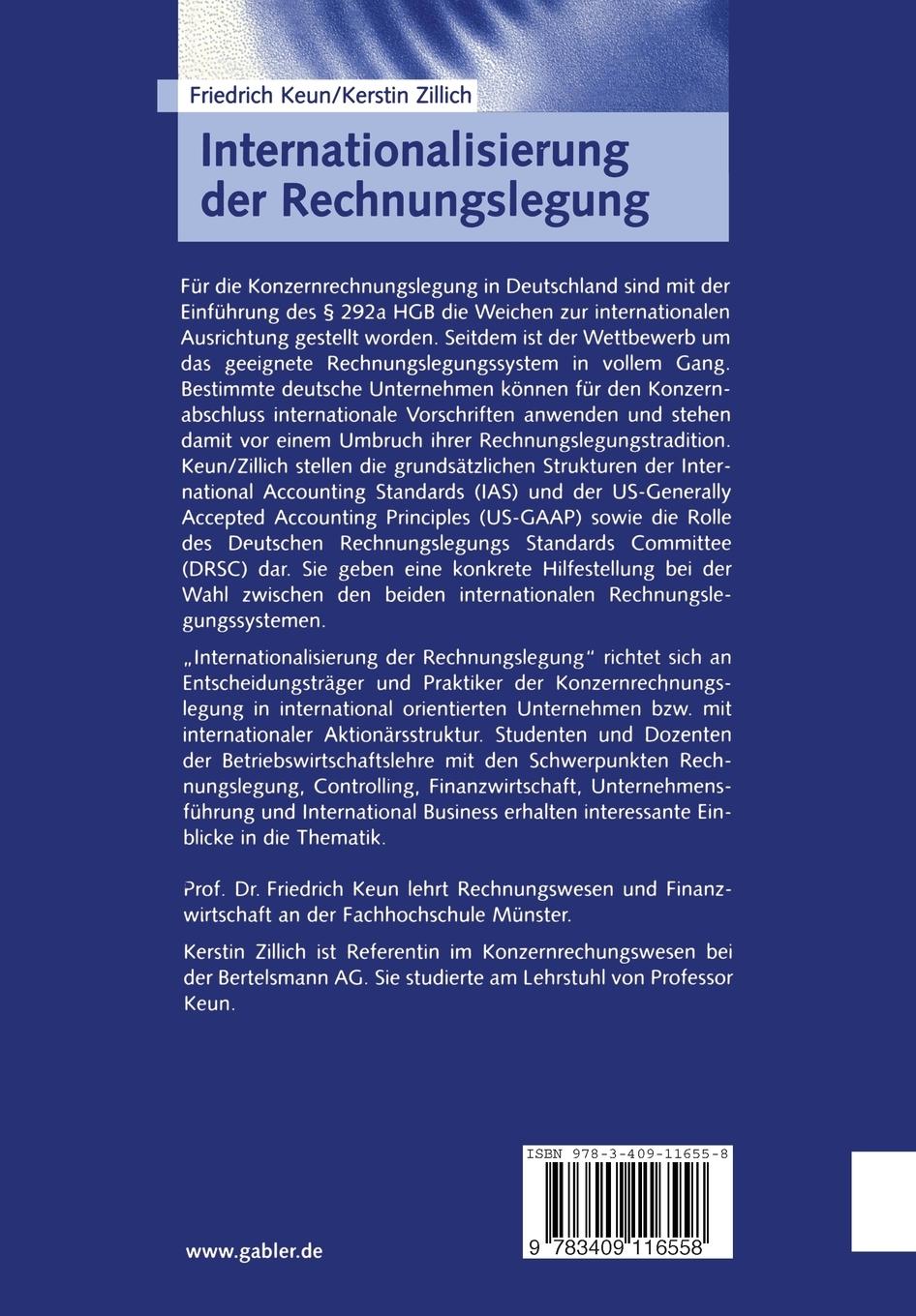Rückseitencover Internationalisierung der Rechnungslegung