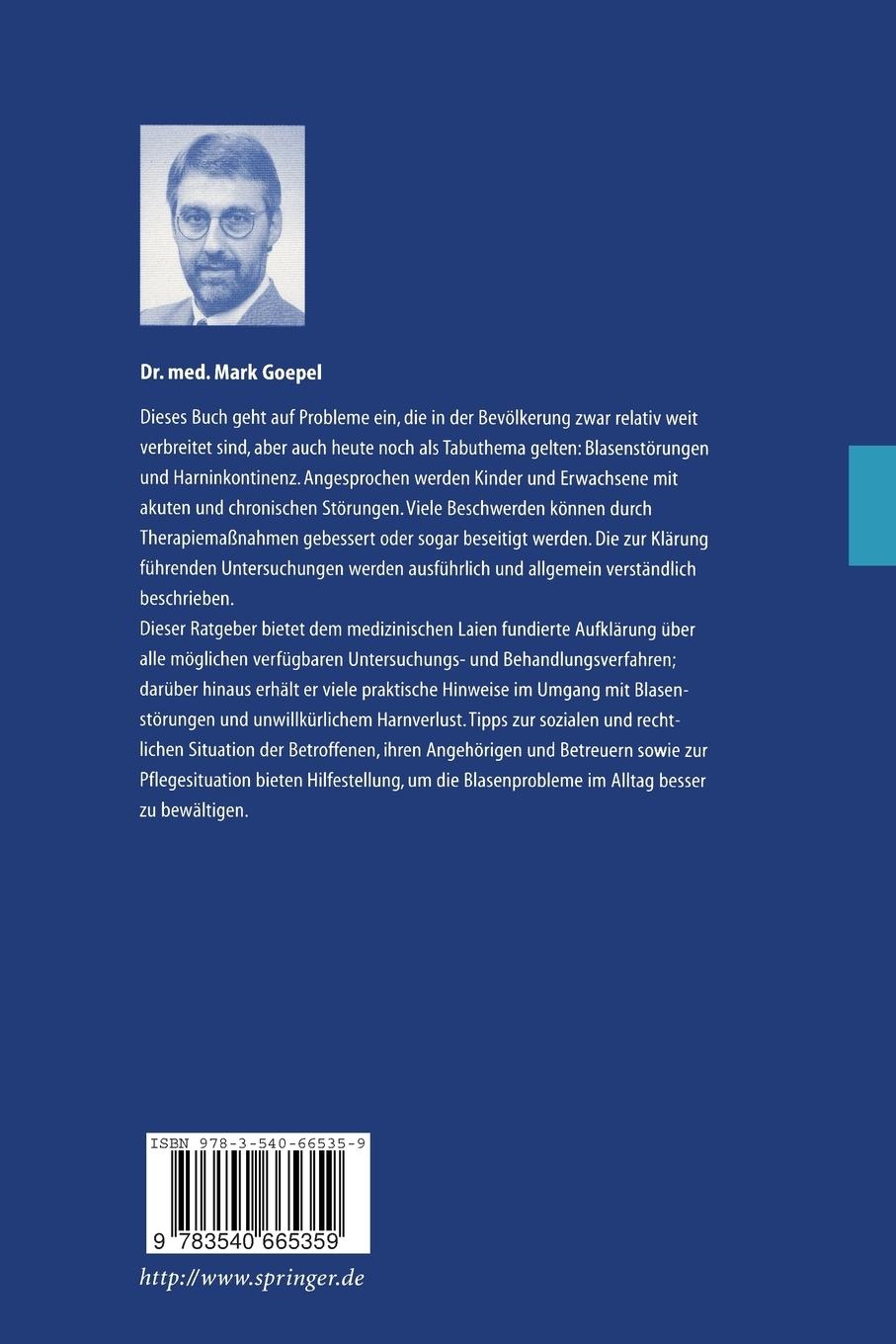 Rückseitencover Patientenratgeber Blasenstörungen bei Erwachsenen und Kindern