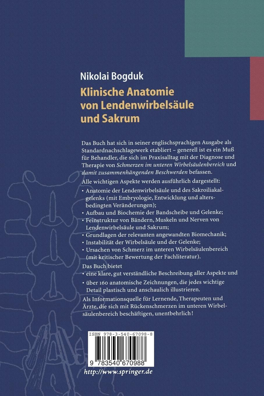 Rückseitencover Klinische Anatomie von Lendenwirbelsäule und Sakrum