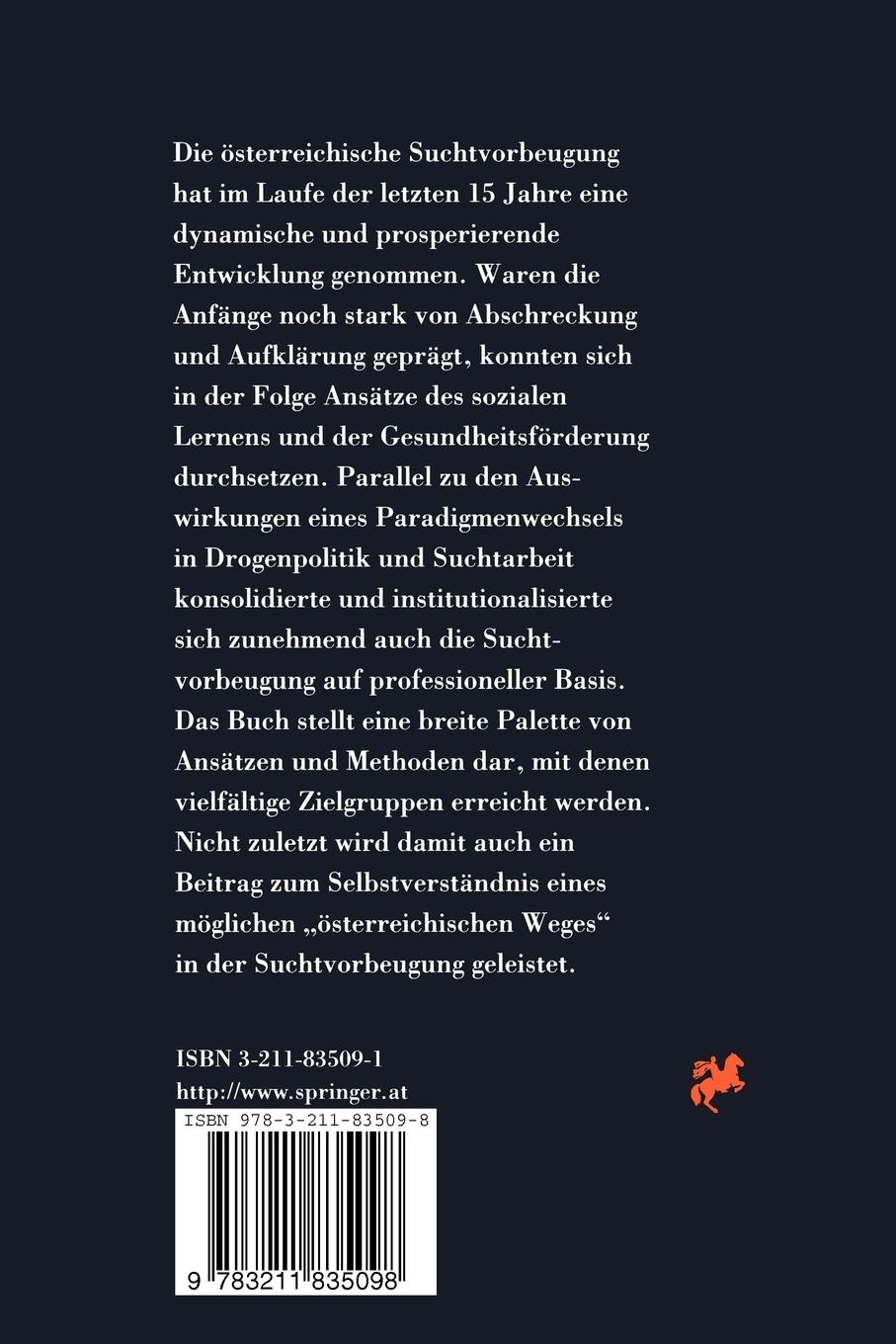 Rückseitencover Suchtvorbeugung in Österreich