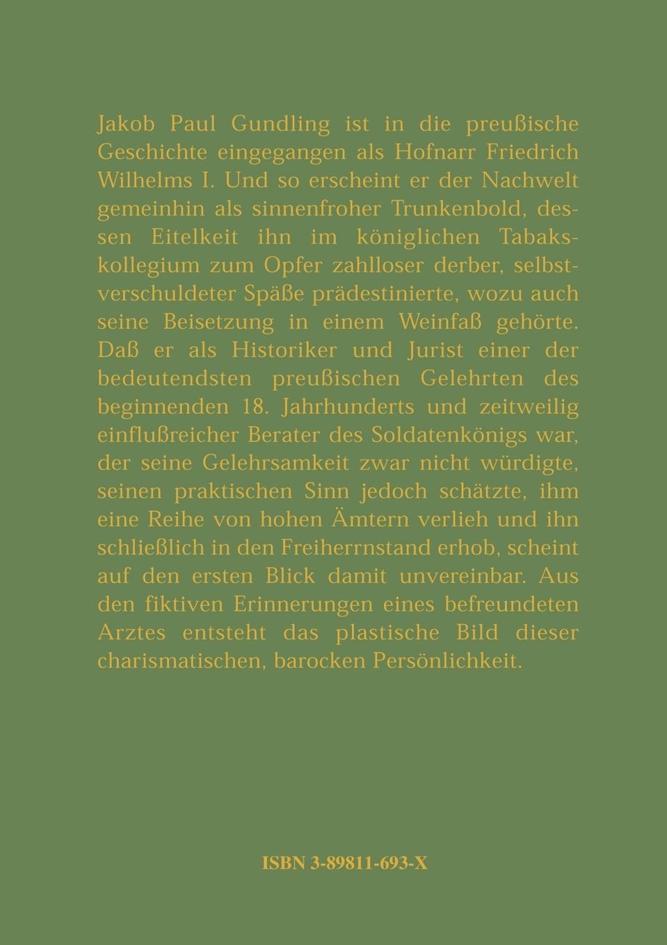 Rückseitencover Der arme Gundling