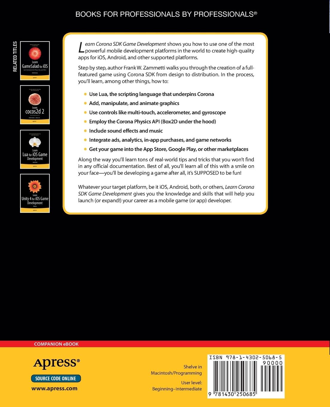 Rückseitencover Learn Corona SDK Game Development