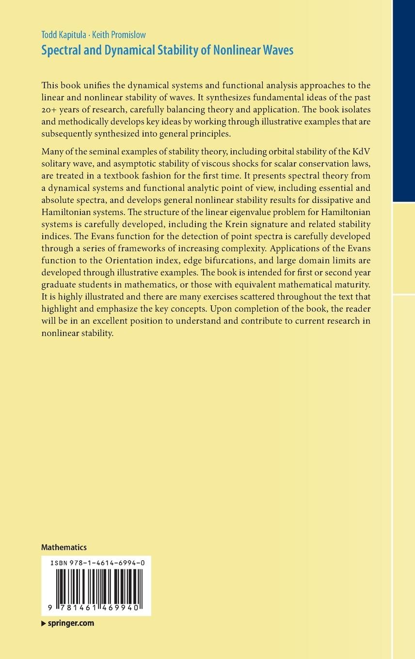 Rückseitencover Spectral and Dynamical Stability of Nonlinear Waves