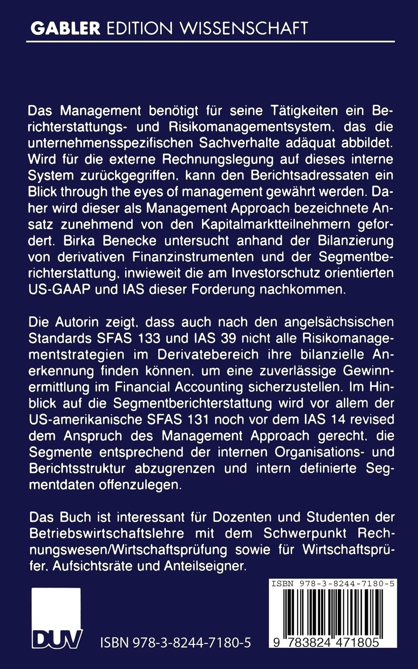 Rückseitencover Internationale Rechnungslegung und Management Approach