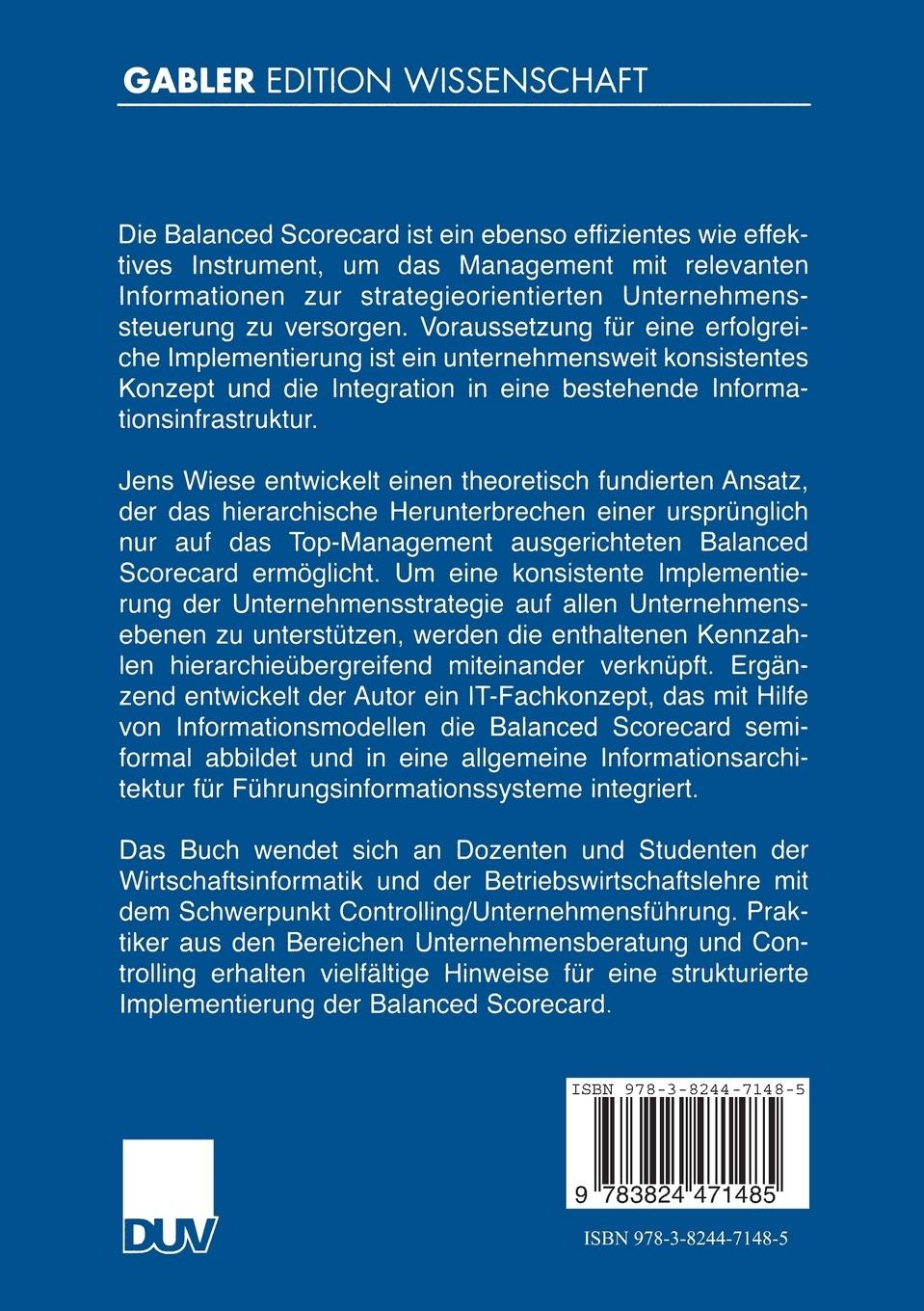 Rückseitencover Implementierung der Balanced Scorecard
