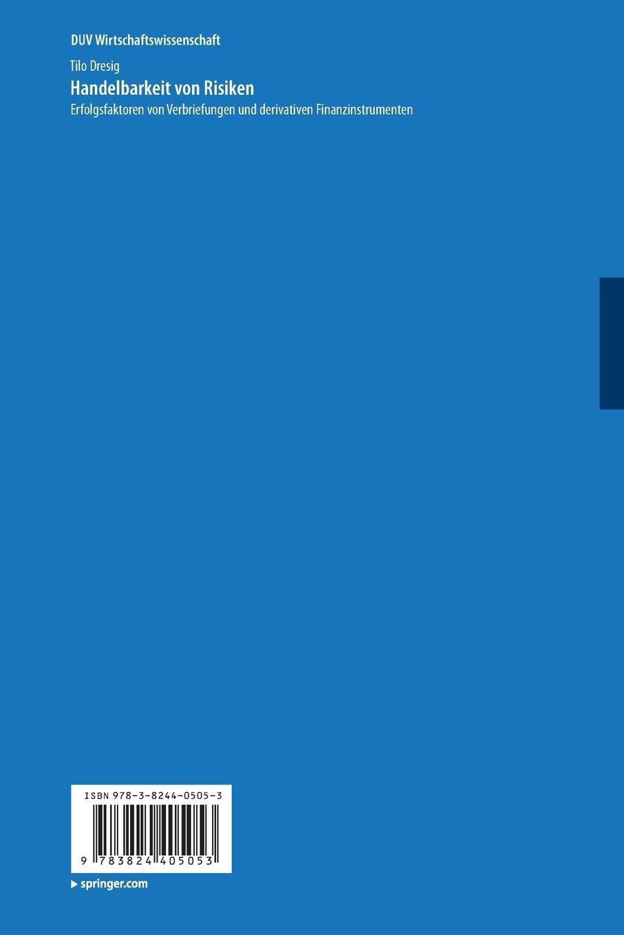 Rückseitencover Handelbarkeit von Risiken