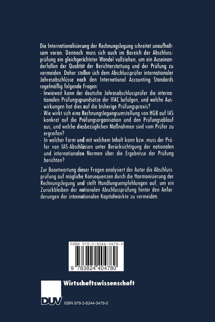 Rückseitencover Internationalisierung der Abschlussprüfung