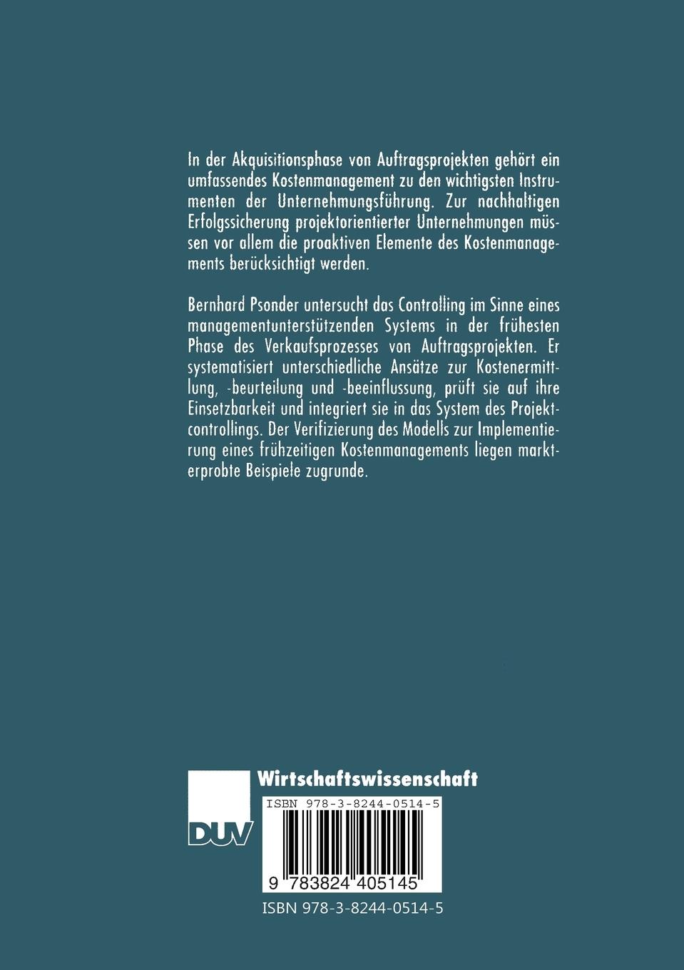Rückseitencover Proaktives Kostenmanagement bei Auftragsprojekten