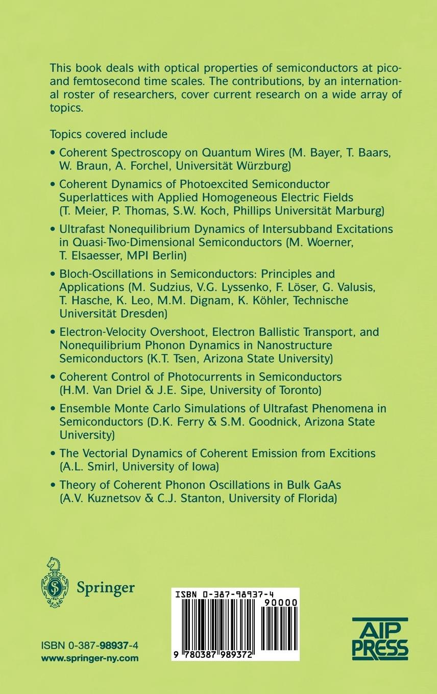 Rückseitencover Ultrafast Phenomena in Semiconductors