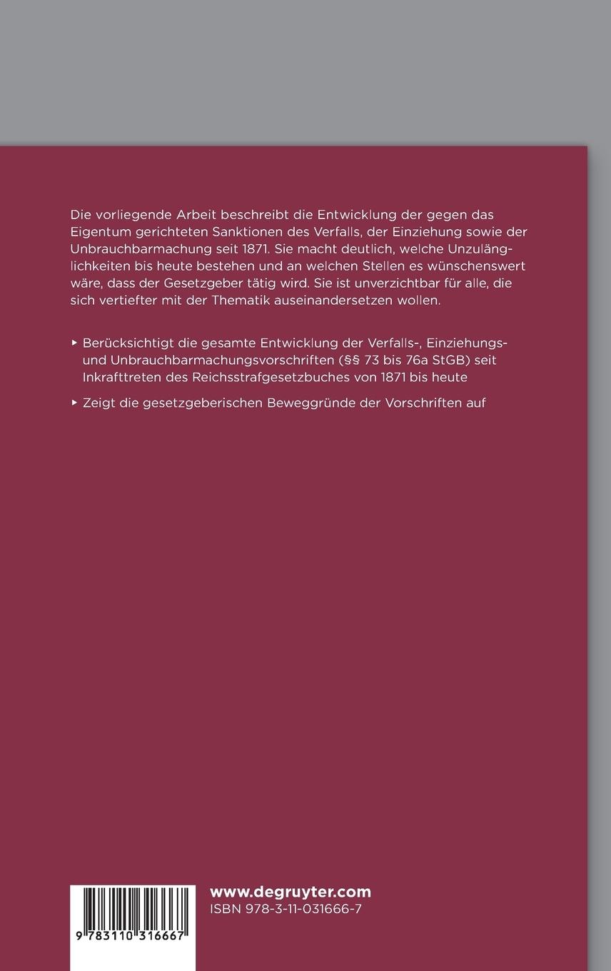 Rückseitencover Verfall, Einziehung und Unbrauchbarmachung (§§ 73 bis 76a StGB)