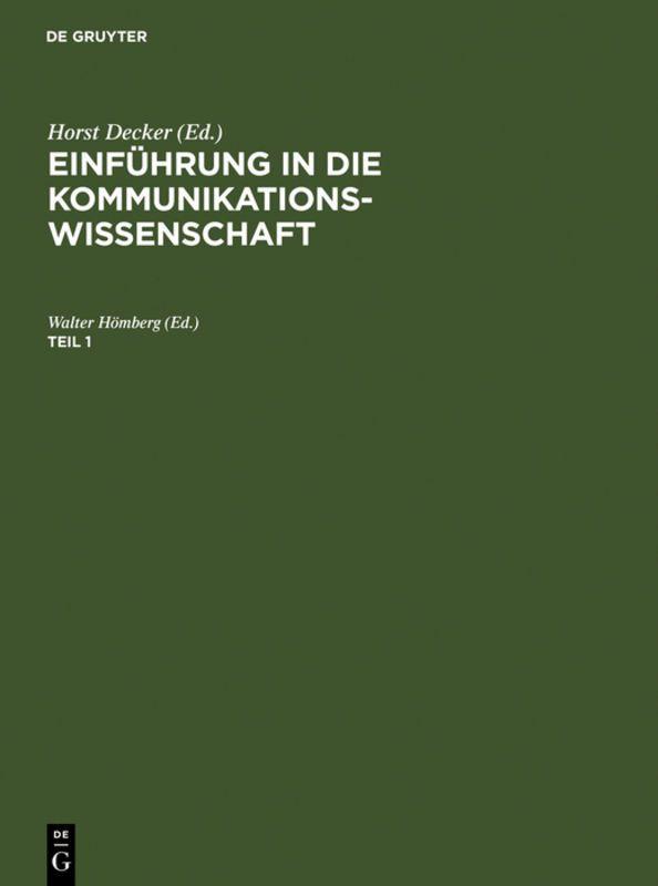 Vorderes Coverbild Einführung in die Kommunikationswissenschaft. Teil 1
