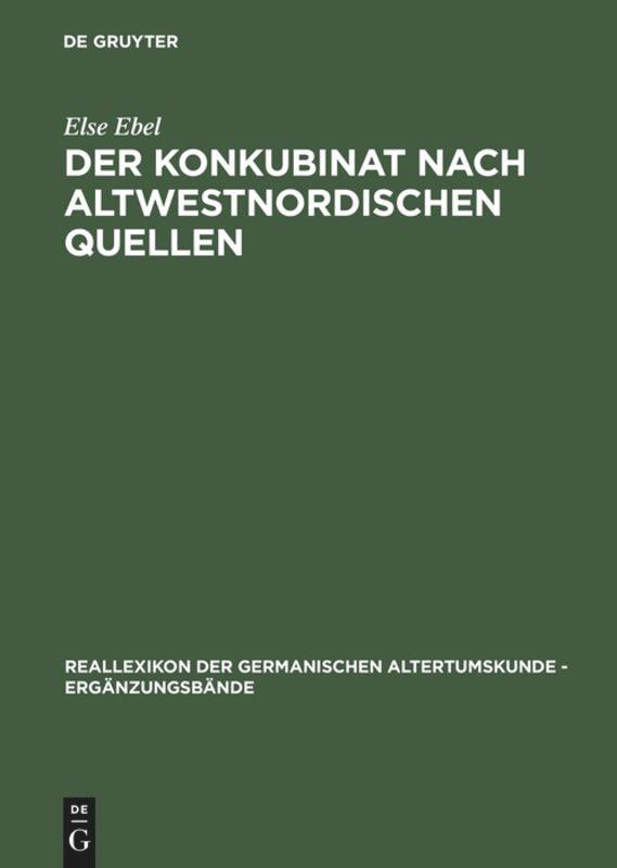 Vorderes Coverbild Der Konkubinat nach altwestnordischen Quellen