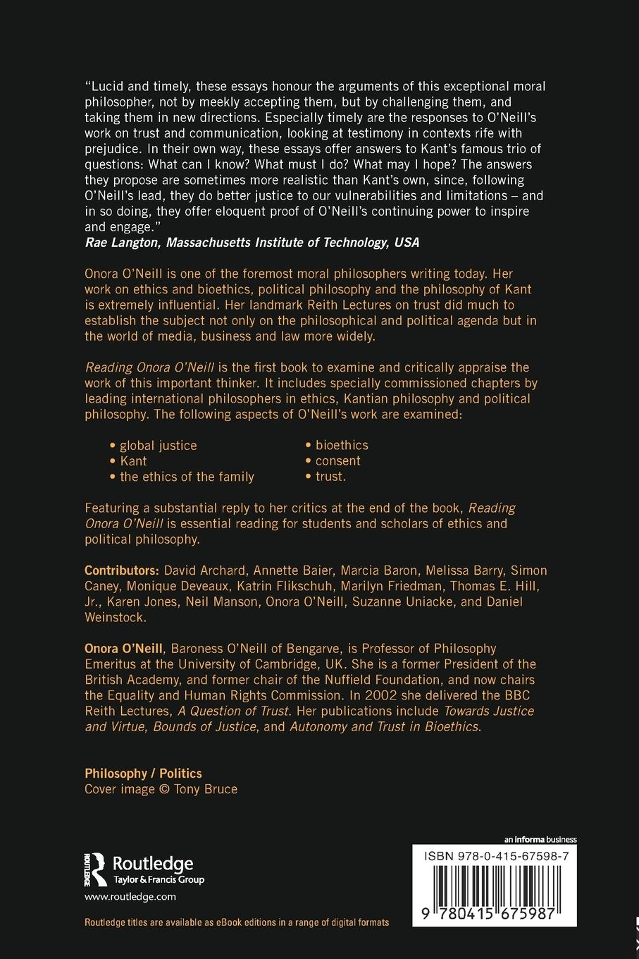 Rückseitencover Reading Onora O'Neill