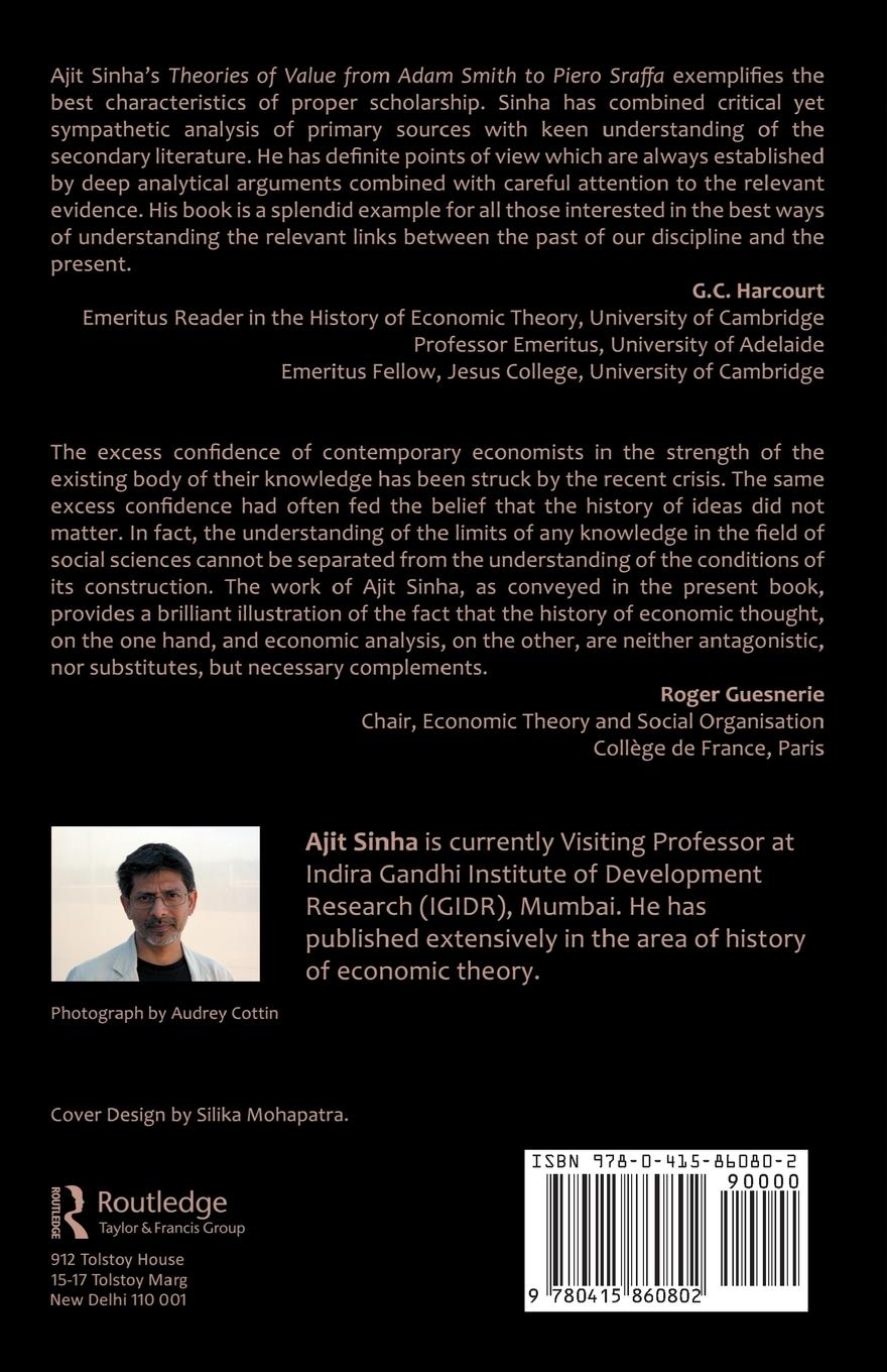 Rückseitencover Theories of Value from Adam Smith to Piero Sraffa