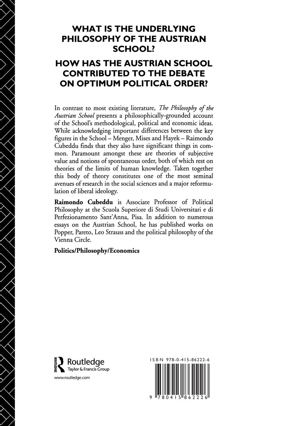 Rückseitencover The Philosophy of the Austrian School