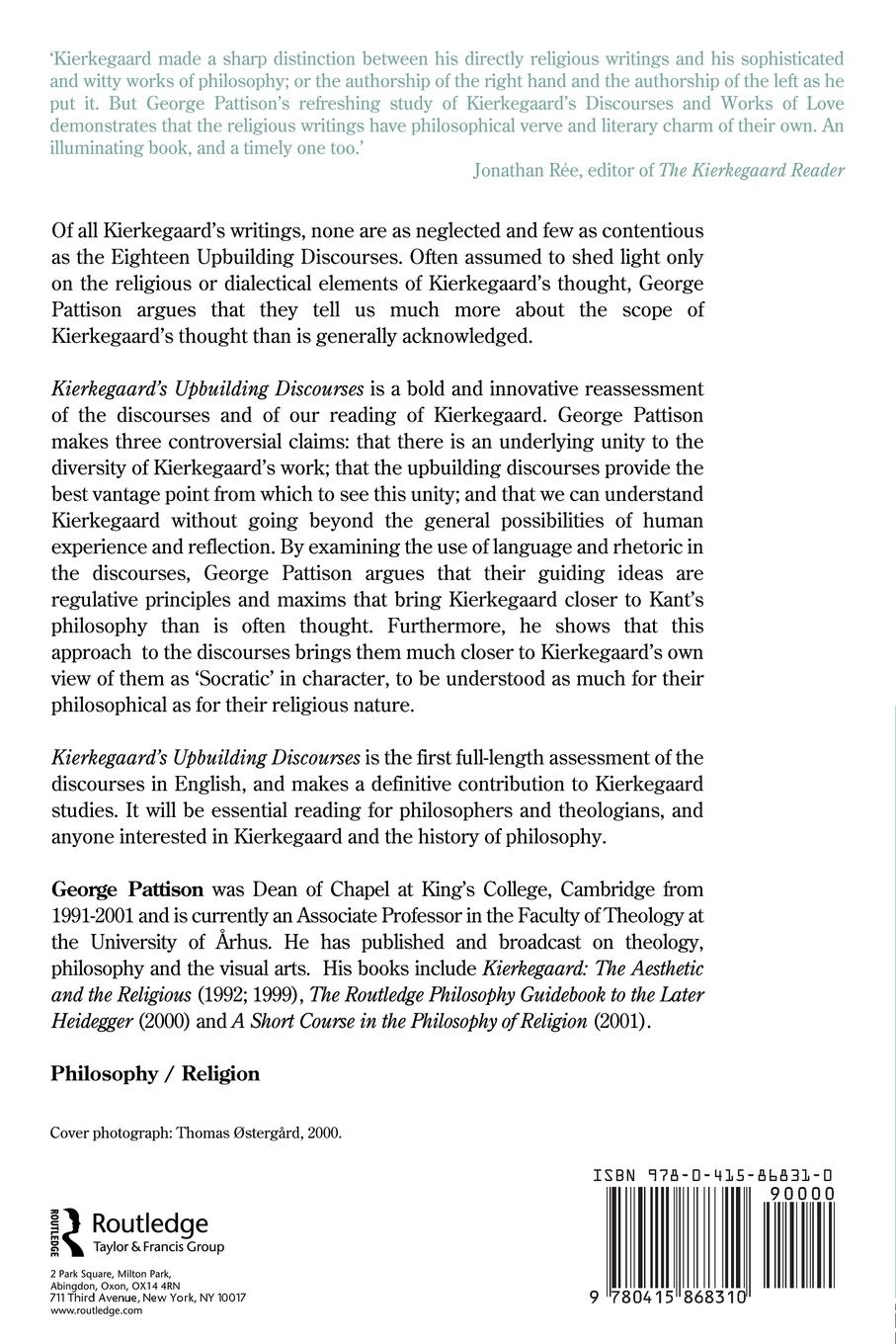 Rückseitencover Kierkegaard's Upbuilding Discourses