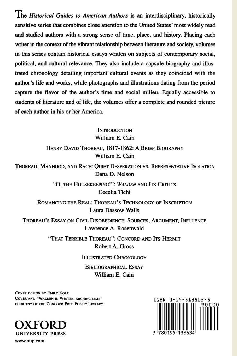 Rückseitencover A Historical Guide to Henry David Thoreau