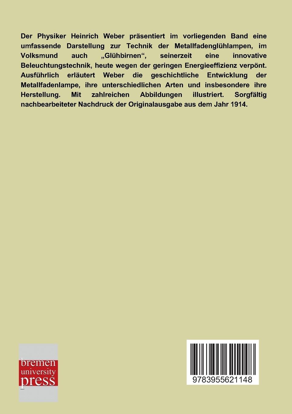Rückseitencover Die elektrischen Metallfadenglühlampen