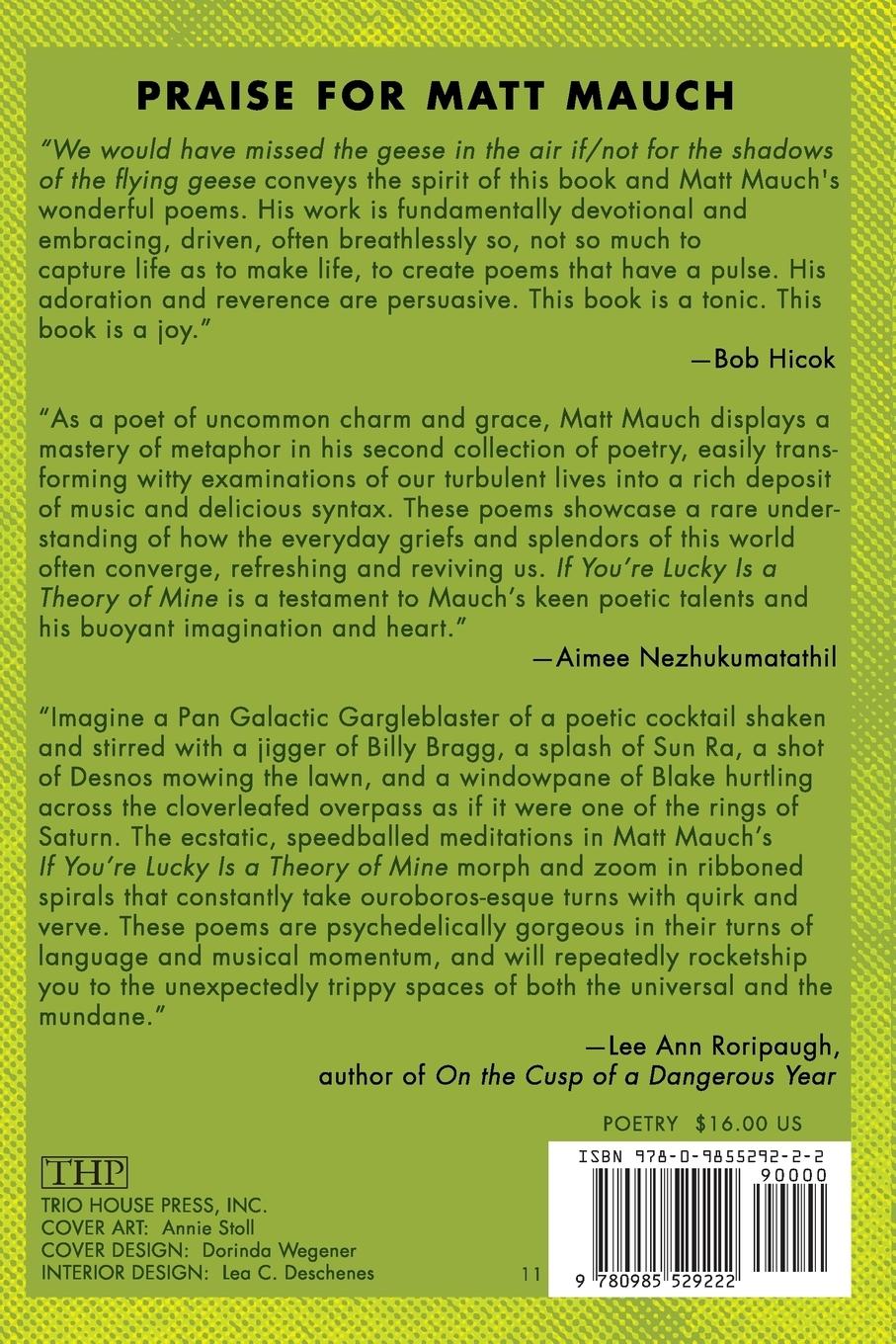 Rückseitencover If You're Lucky Is a Theory of Mine