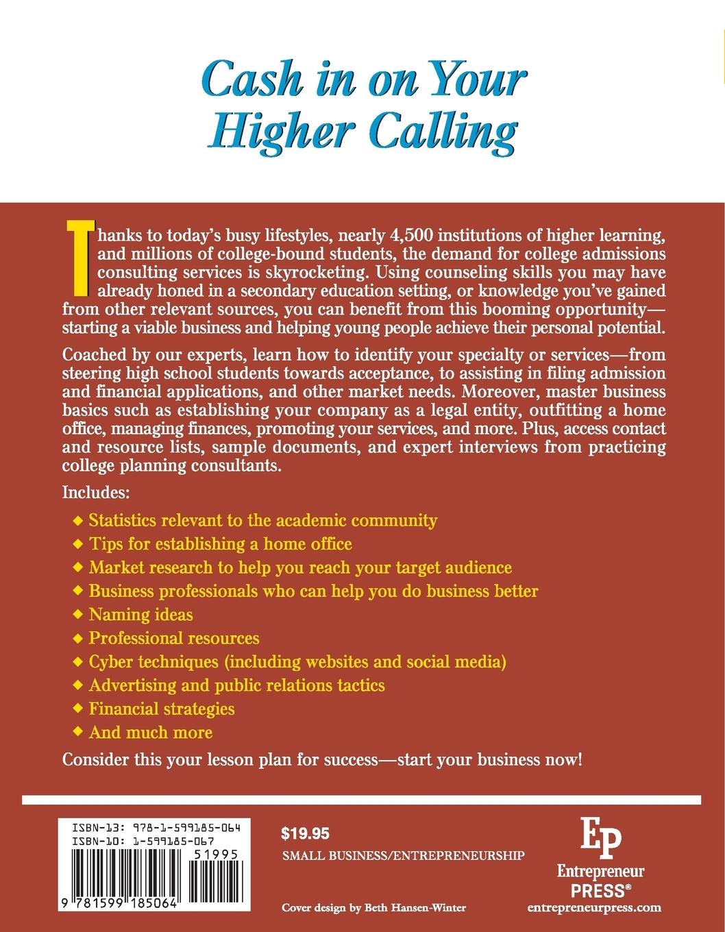 Rückseitencover Start Your Own College Planning Consultant Business