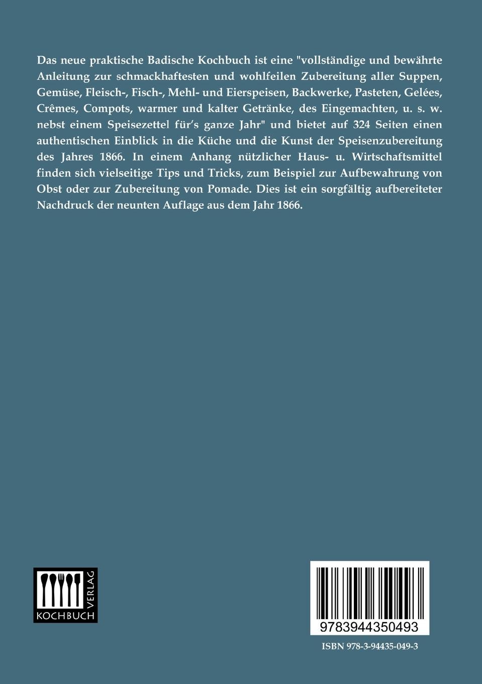 Rückseitencover Neues praktisches Badisches Kochbuch
