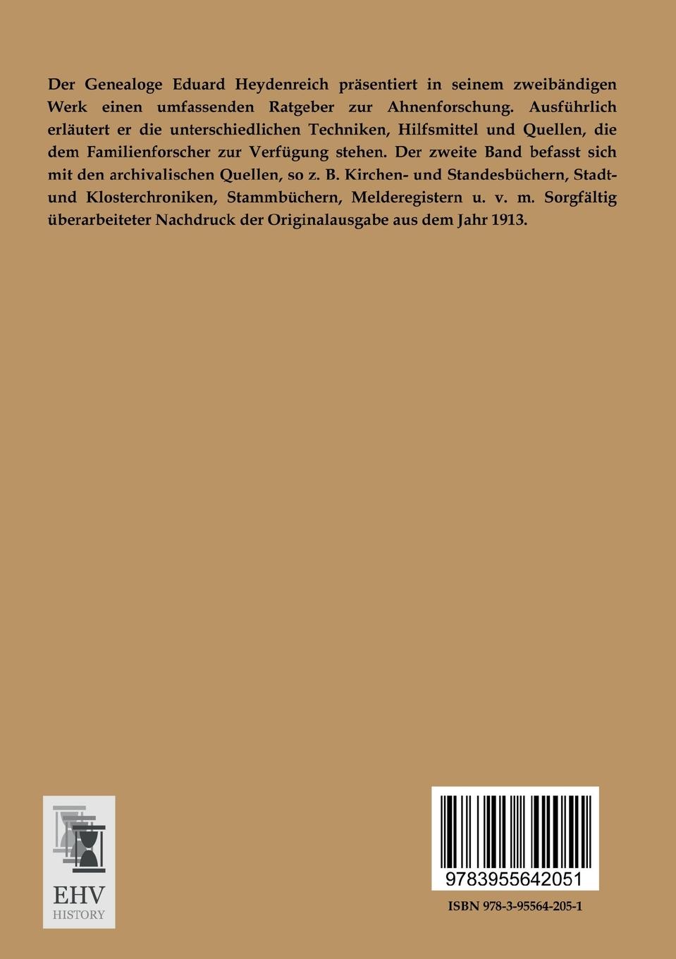 Rückseitencover Handbuch der praktischen Genealogie