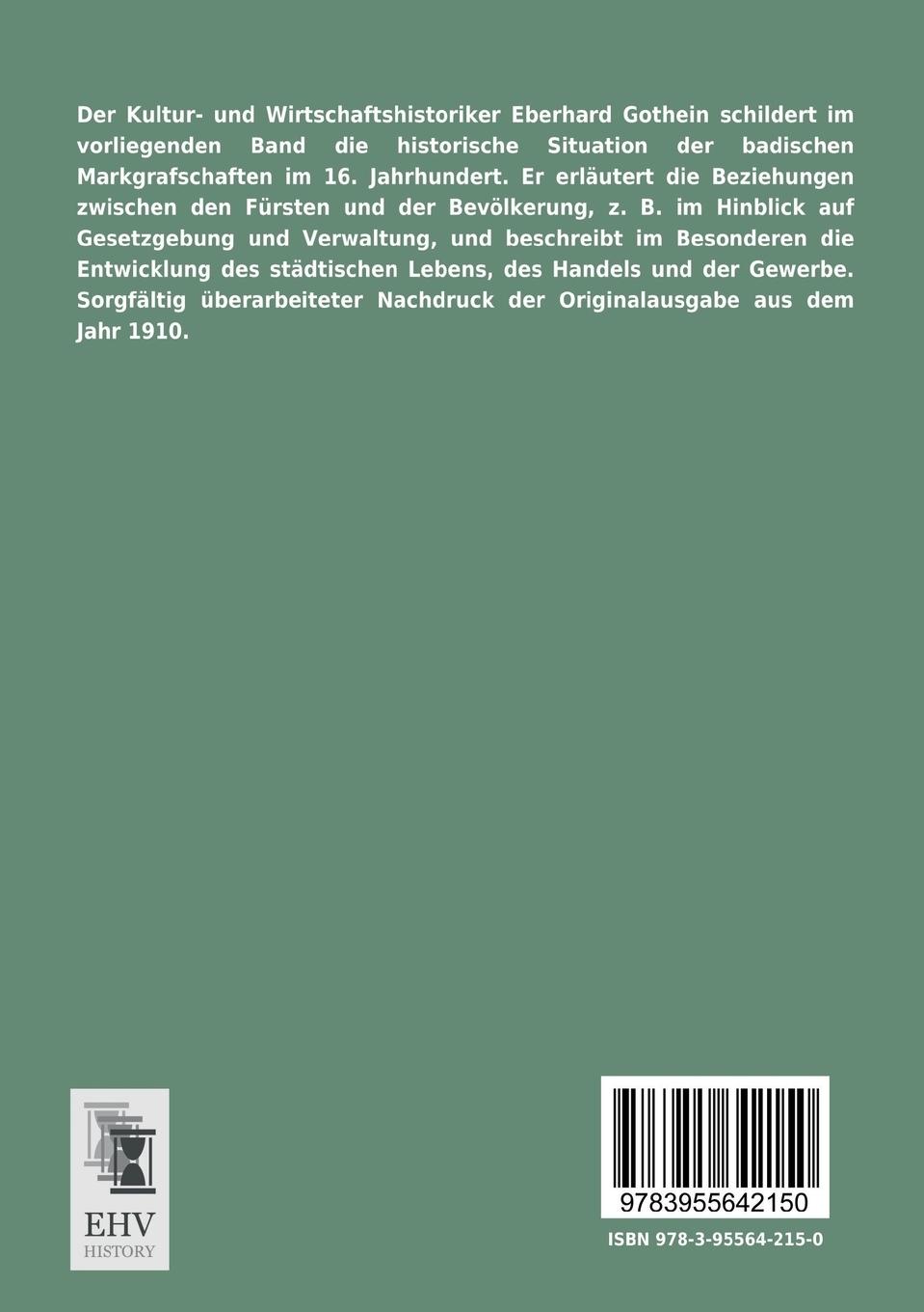 Rückseitencover Die badischen Markgrafschaften im 16. Jahrhundert