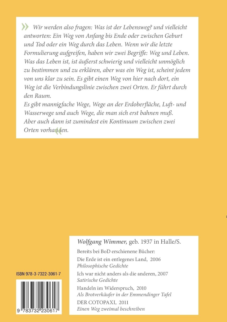 Rückseitencover Über den Lebensweg