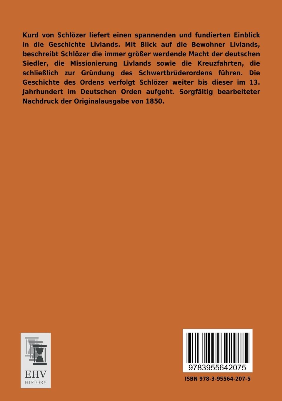 Rückseitencover Livland und die Anfänge deutschen Lebens im baltischen Norden