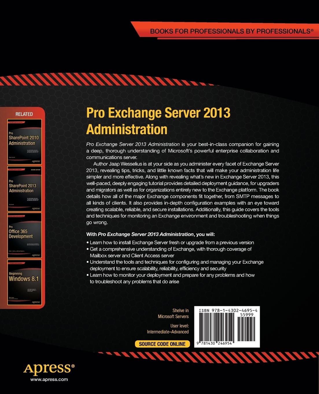 Rückseitencover Pro Exchange Server 2013 Administration