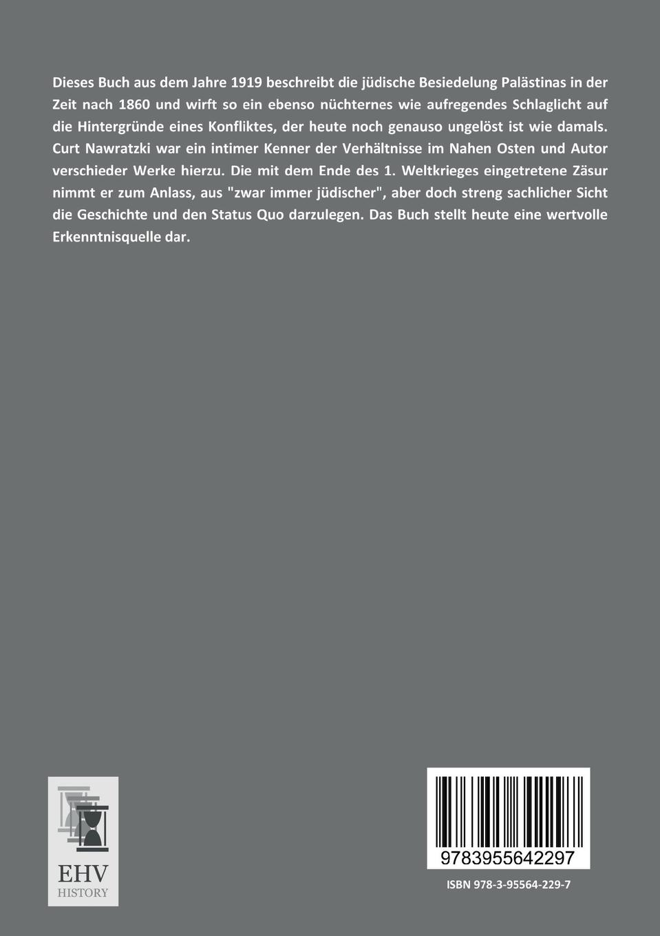 Rückseitencover Die Geschichte der Kolonialisierung Palästinas bis 1919