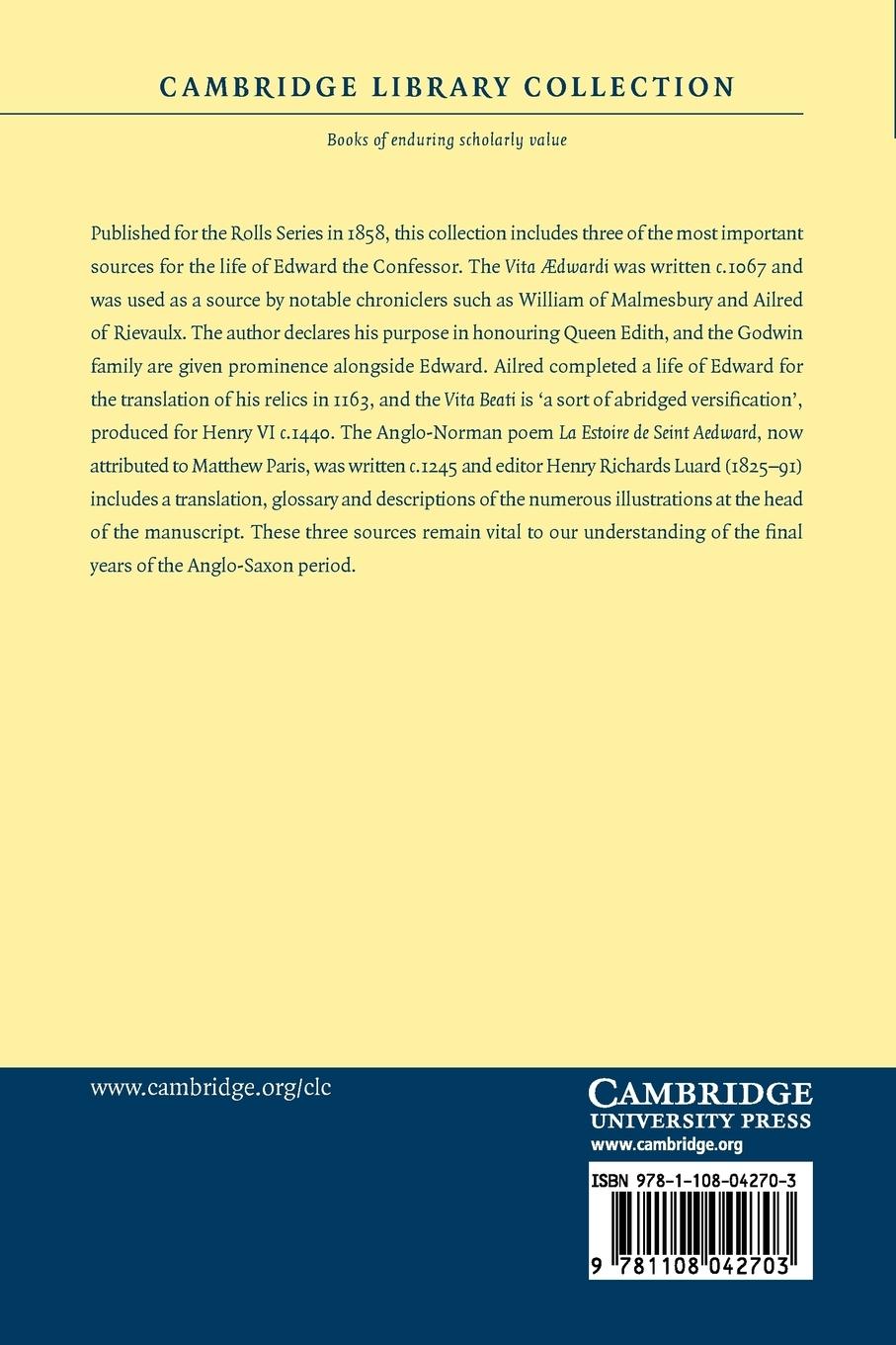 Rückseitencover Lives of Edward the Confessor