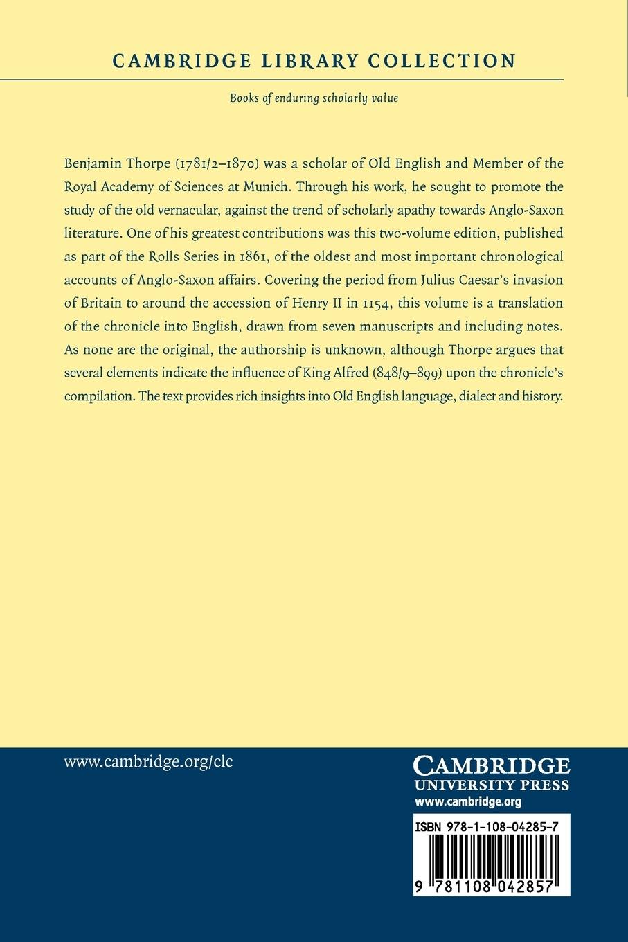 Rückseitencover The Anglo-Saxon Chronicle - Volume 2