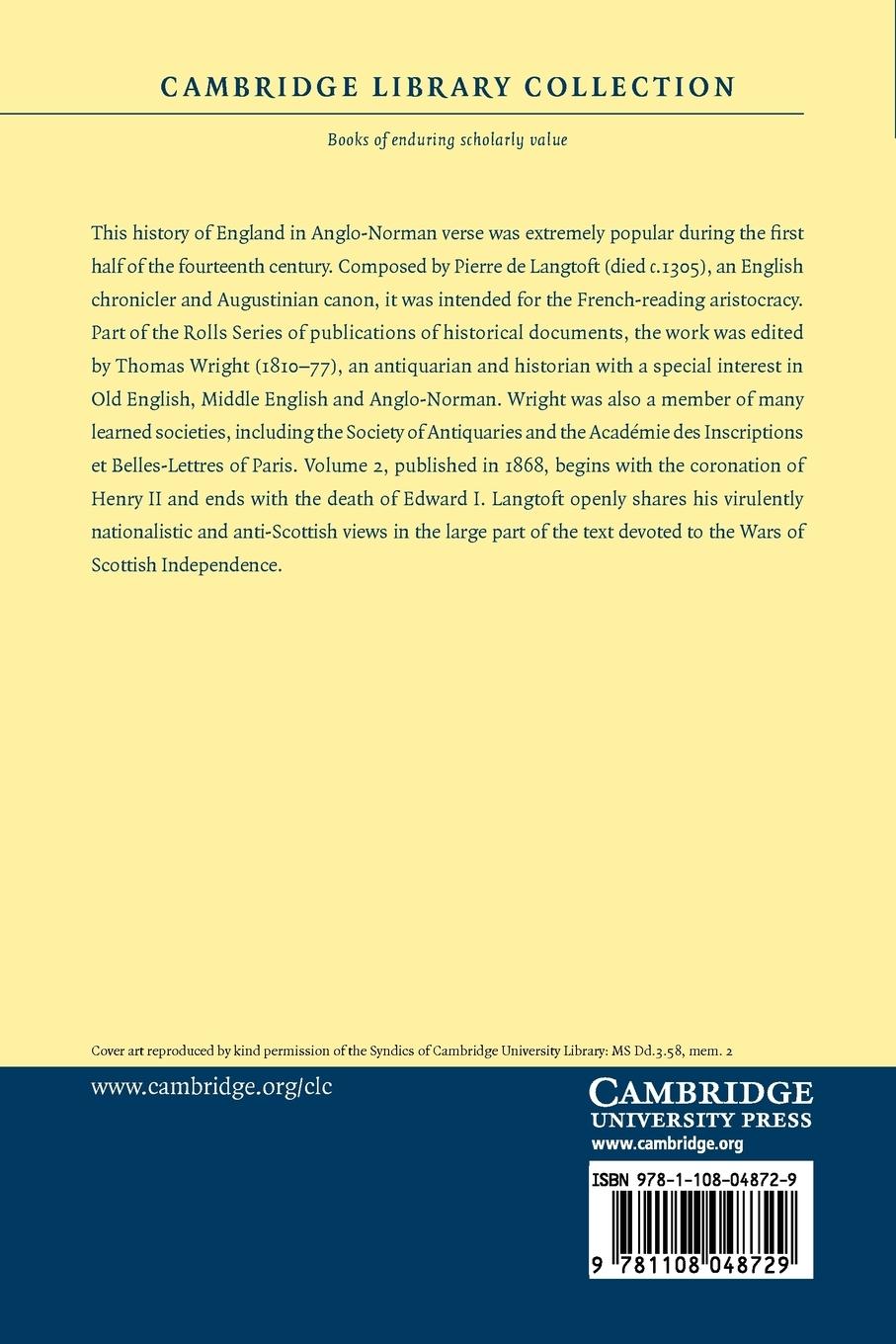 Rückseitencover The Chronicle of Pierre de Langtoft - Volume 2