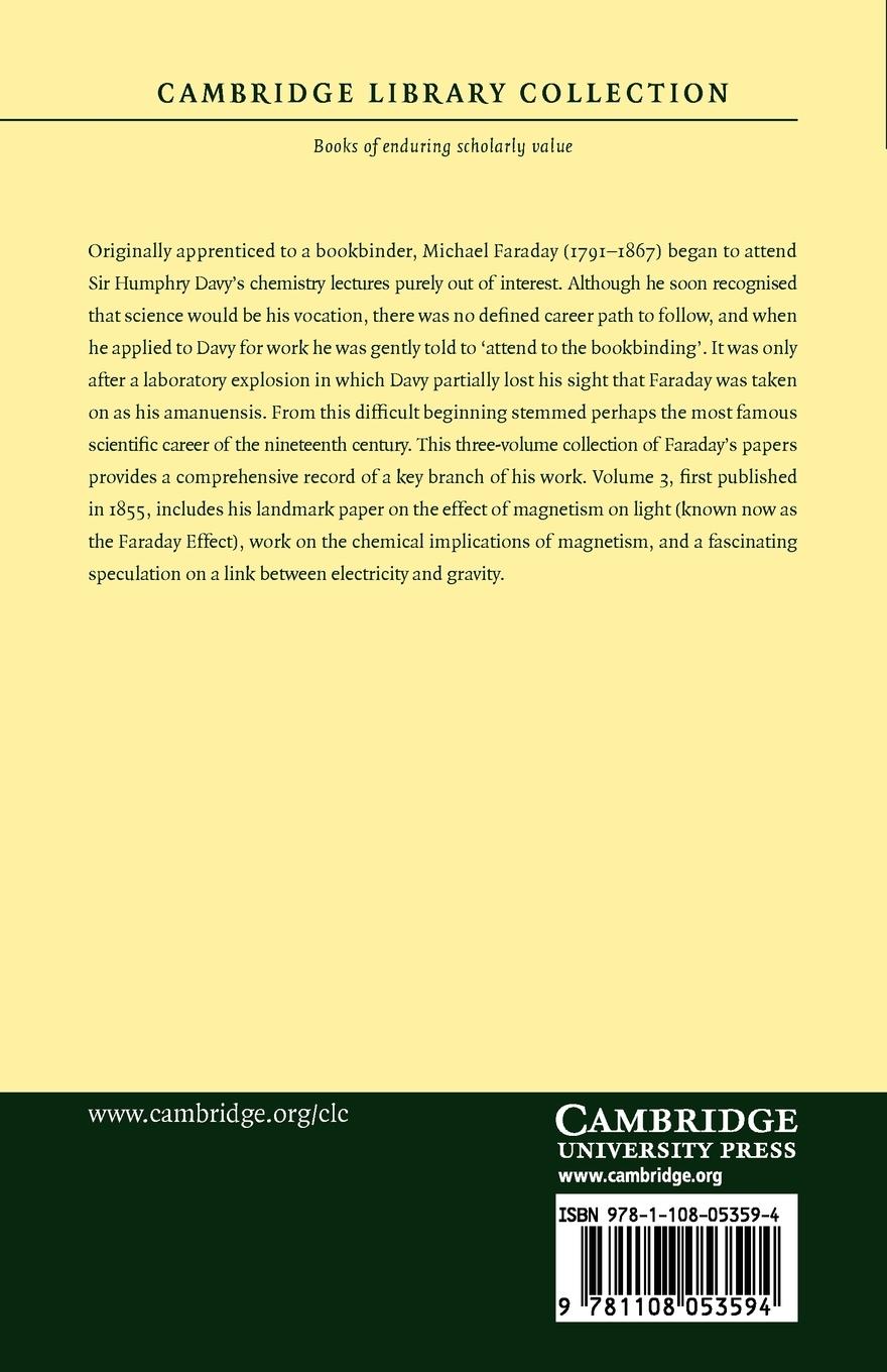 Rückseitencover Experimental Researches in Electricity - Volume 3