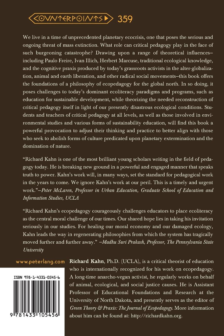 Rückseitencover Critical Pedagogy, Ecoliteracy, and Planetary Crisis