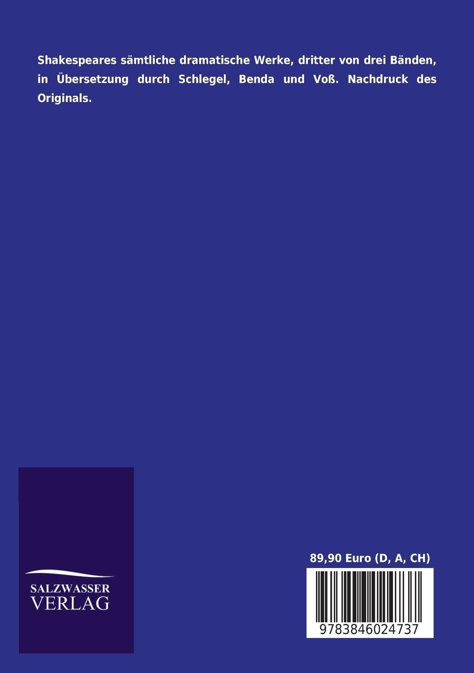 Rückseitencover William Shakespeares sämtliche Dramatische Werke in drei Bänden