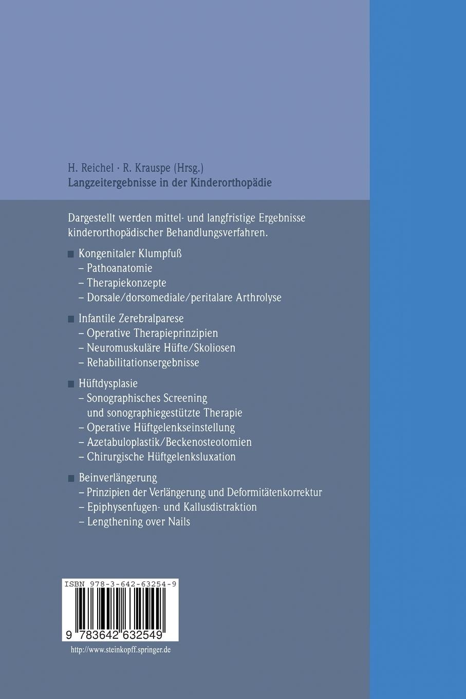 Rückseitencover Langzeitergebnisse in der Kinderorthopädie