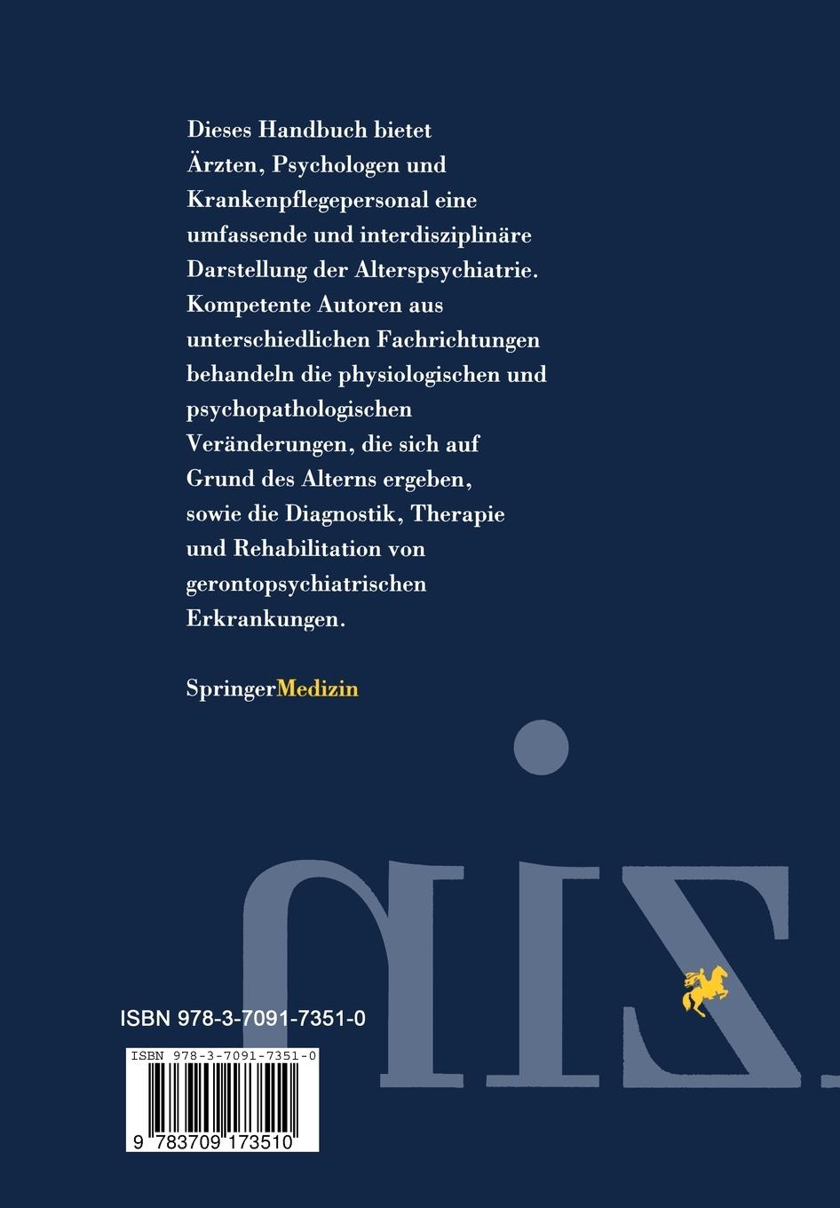 Rückseitencover Handbuch der Gerontopsychiatrie