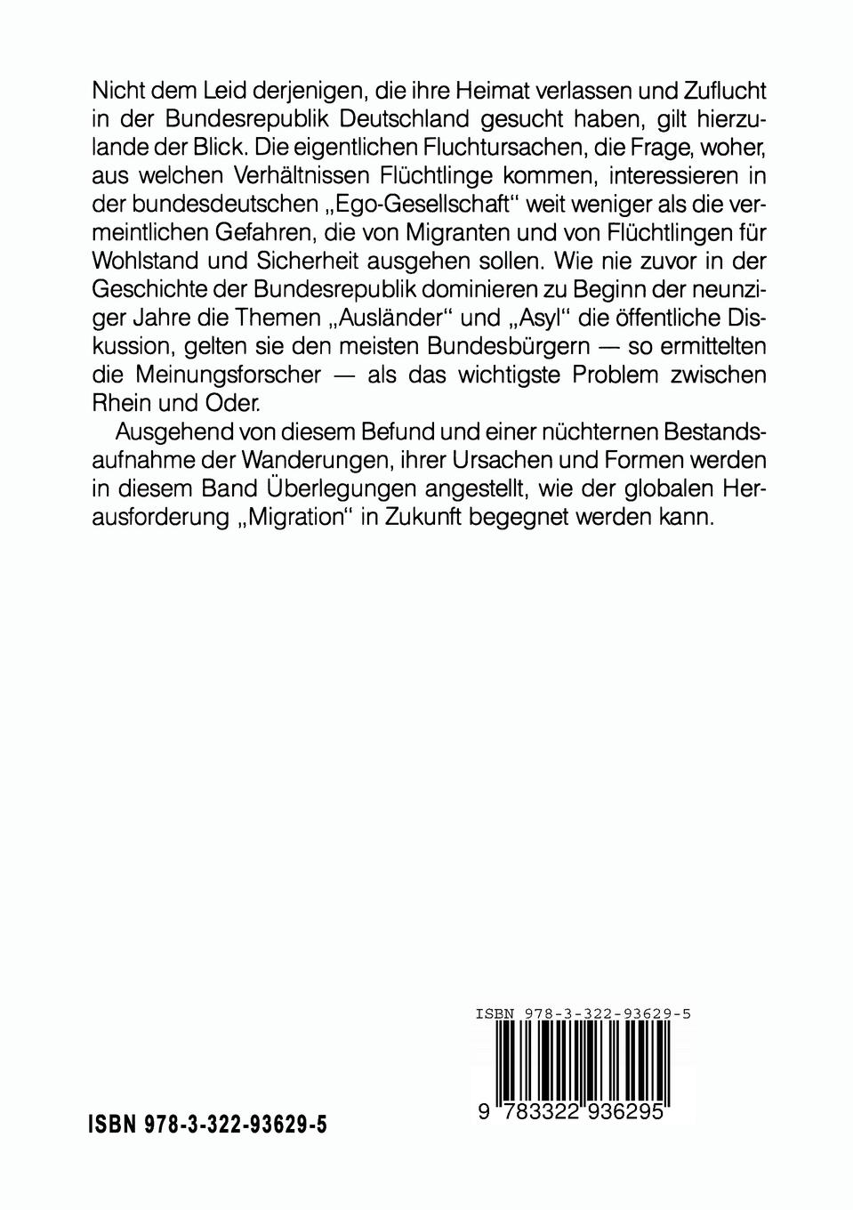 Rückseitencover Deutschland und das Weltflüchtlingsproblem