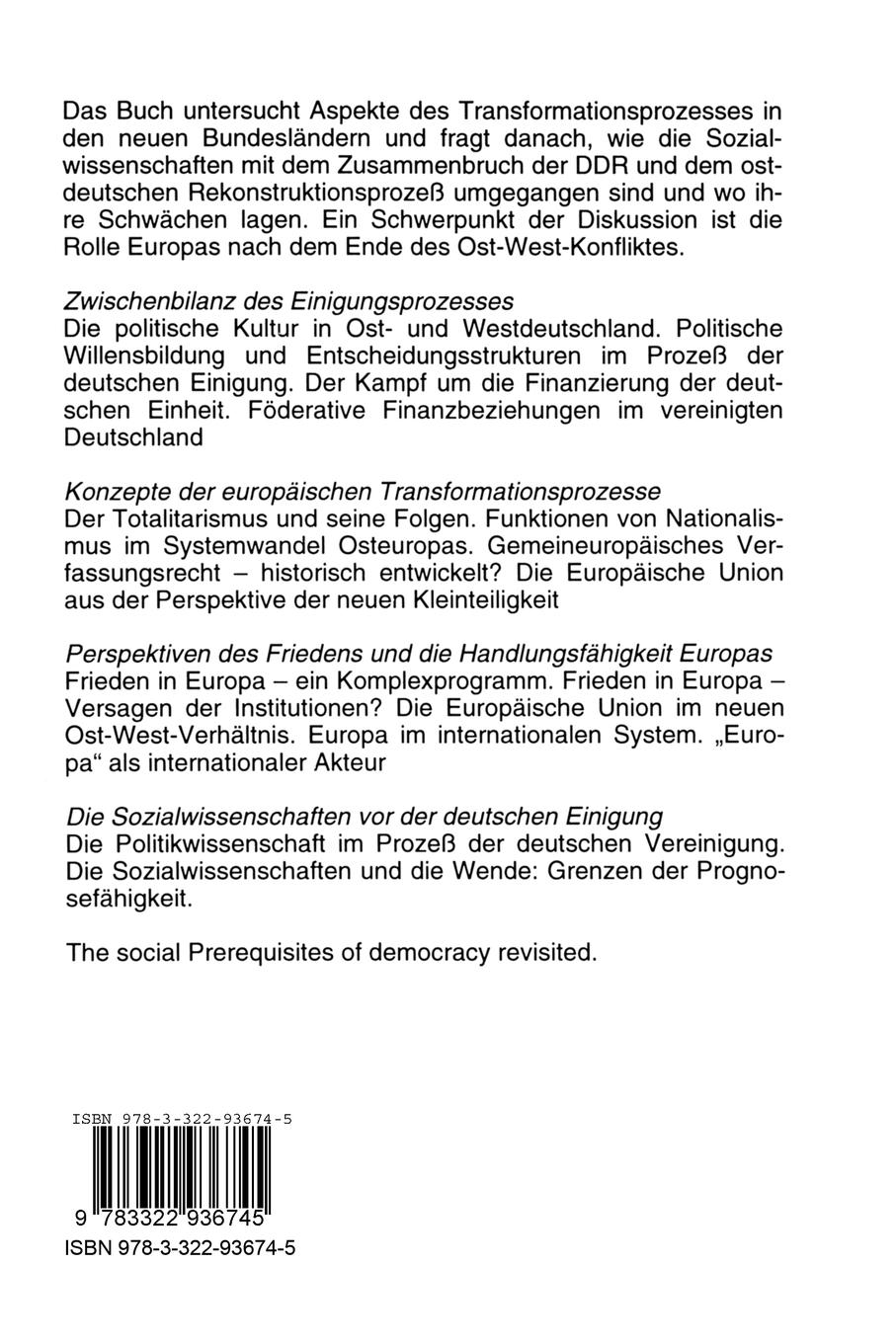 Rückseitencover Einigung und Zerfall: Deutschland und Europa nach dem Ende des Ost-West-Konflikts