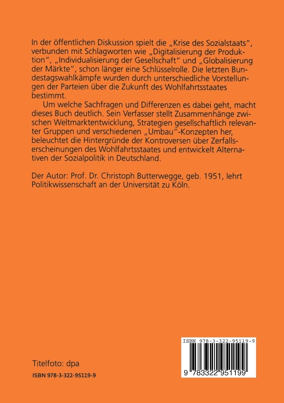 Rückseitencover Wohlfahrtsstaat im Wandel