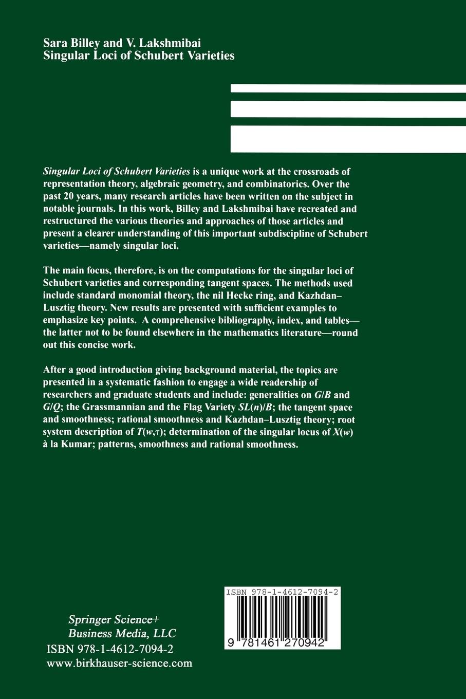 Rückseitencover Singular Loci of Schubert Varieties