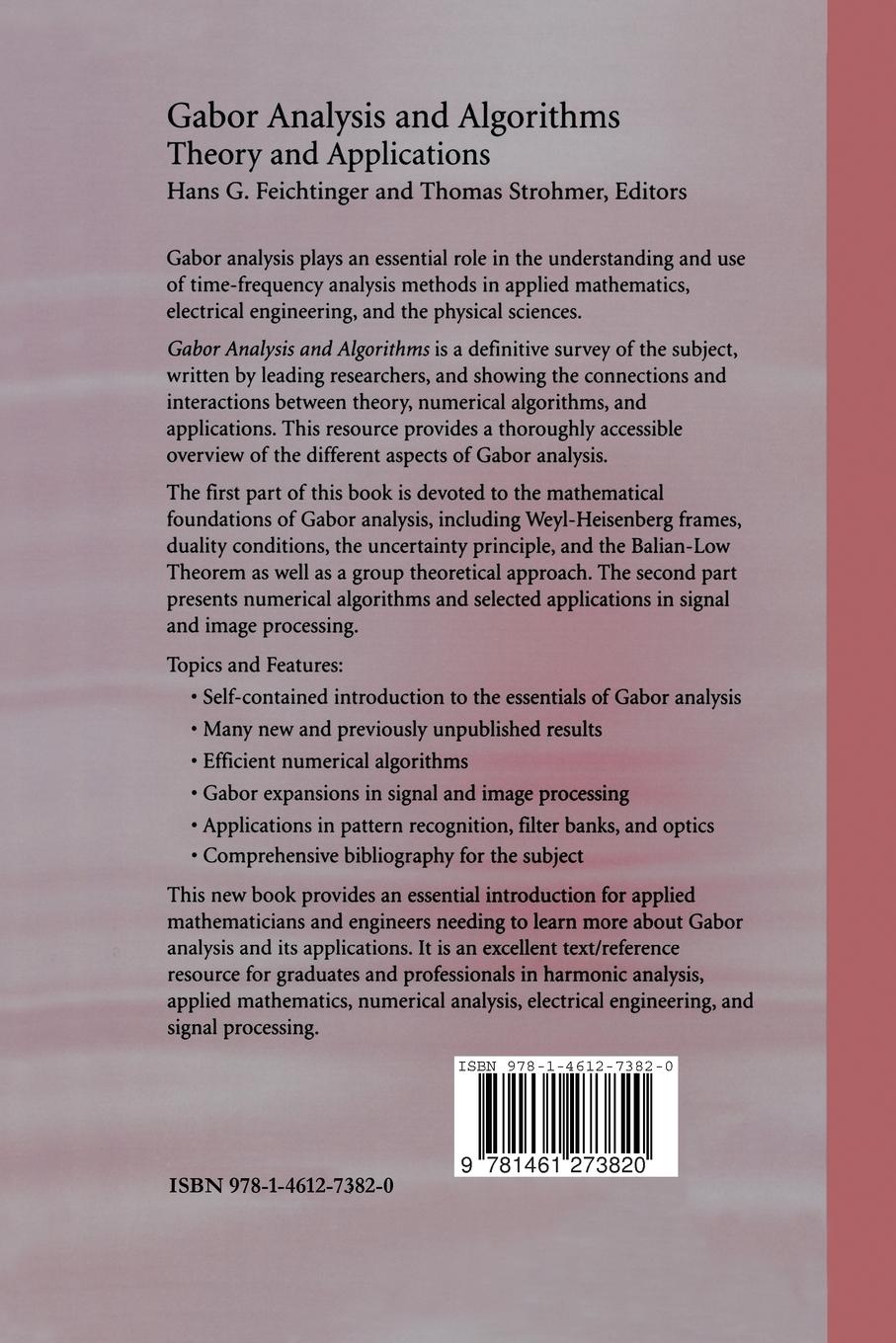 Rückseitencover Gabor Analysis and Algorithms