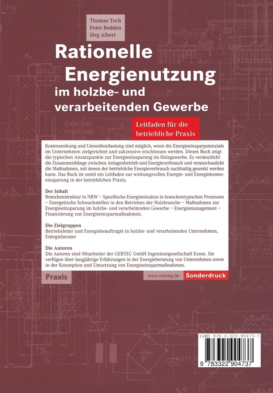 Rückseitencover Rationelle Energienutzung im holzbe- und verarbeitenden Gewerbe