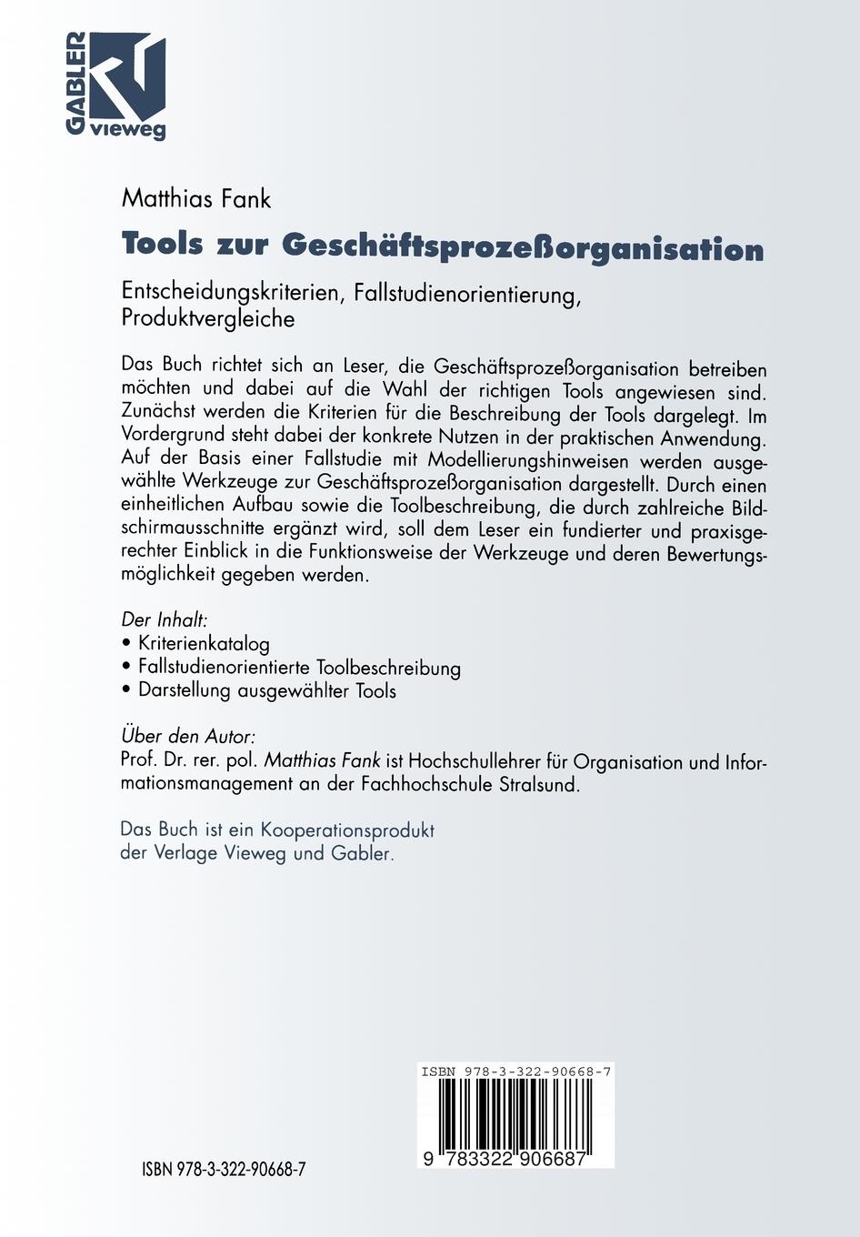 Rückseitencover Tools zur Geschäftsprozeßorganisation